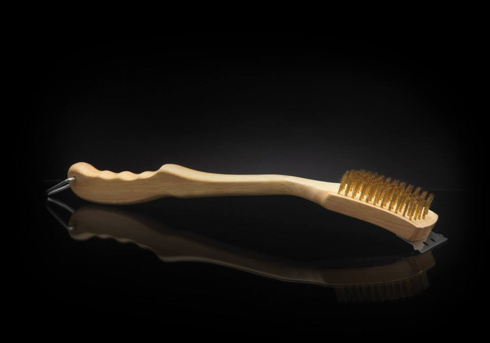 Brass Grill Brush | Cast Iron Grill Cleaner | Napoleon BBQ Accessory | Hardwood Handle | Metal Scraper | Ember BBQ Co UK
