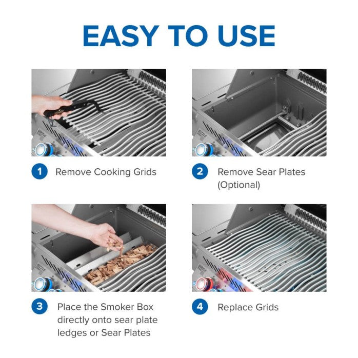 Stainless Steel Smoker Box | Gas Grill Smoker | Napoleon BBQ Accessory | Wood Chip Box | Smoking Attachment | Ember BBQ Co UK