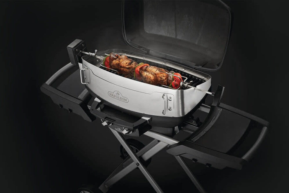 Napoleon TravelQ Rotisserie Kit | TravelQ Pizza Oven Kit | Heavy Duty Rotisserie for TravelQ | Stainless Steel TravelQ Accessory | Ember BBQ Co UK