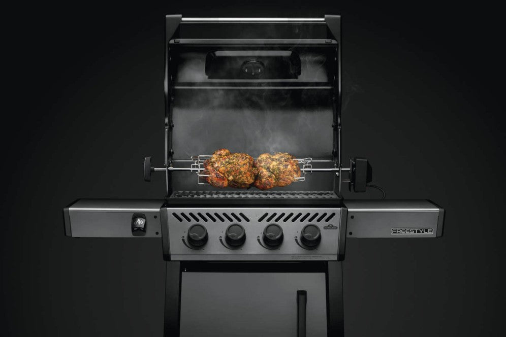 Heavy Duty Rotisserie | Freestyle BBQ Grill Accessory | Stainless Steel Rotisserie Rod | Commercial Meat Forks | Counterweight Assembly | Ember BBQ Co UK