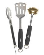 3 Piece Stainless Steel BBQ Toolset | Spatula | Tongs | Brass Grill Brush | Napoleon BBQ Tools | Ember BBQ Co UK