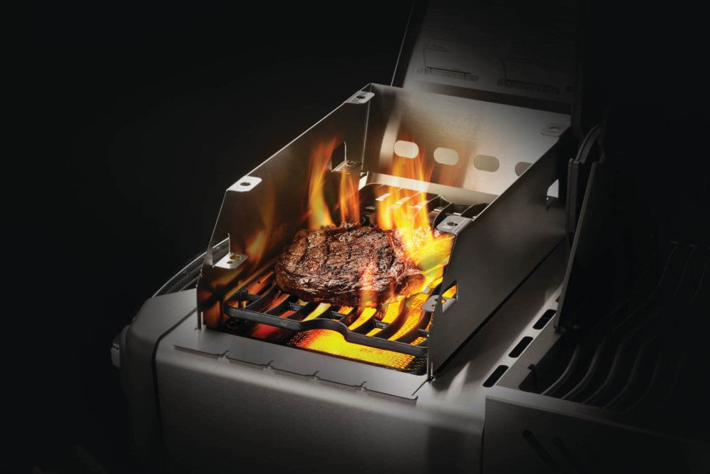 Napoleon Side Burner Windshield | Skewer Rack | Stainless Steel Grill Accessory | 4 Skewers Included | Wind Protection UK | Ember BBQ Co