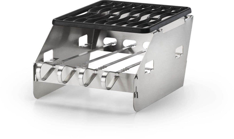 Napoleon Small Side Burner Windshield | Skewer Rack | Stainless Steel Grill Accessory | 4 Skewers Included | Wind Protection UK | Ember BBQ Co