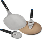 Napoleon Pizza Lover's Starter Kit | 14 Inch Pizza Stone | Stainless Steel Pizza Peel | Pizza Wheel Cutter | Cheese Grater Slicer | Ember BBQ Co UK