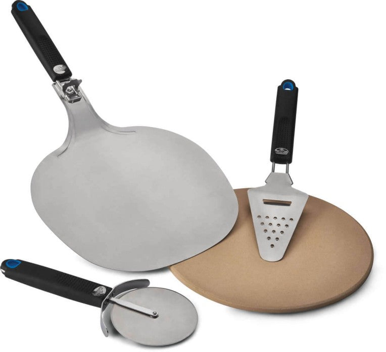 Napoleon Pizza Lover's Starter Kit | 14 Inch Pizza Stone | Stainless Steel Pizza Peel | Pizza Wheel Cutter | Cheese Grater Slicer | Ember BBQ Co UK