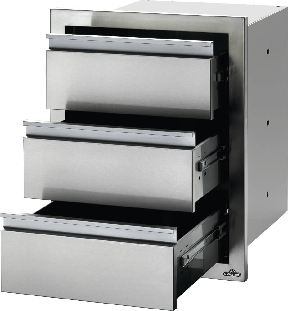 Napoleon 18 x 24 Triple Drawer Stainless Steel Outdoor Kitchen Storage