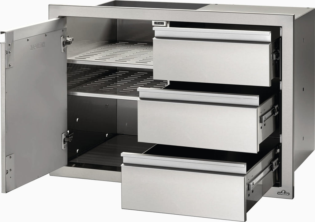 Napoleon 36 x 24 Single Door and Triple Drawer Combo Outdoor Kitchen Storage