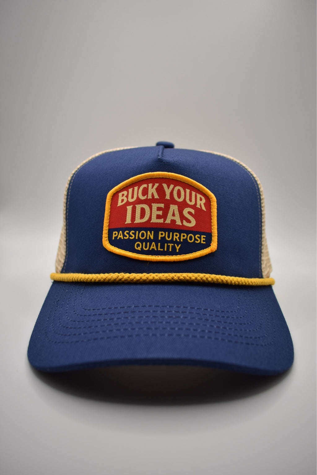 Buck Your Ideas Classic Patch Blue / Yellow / Grey Trucker Cap