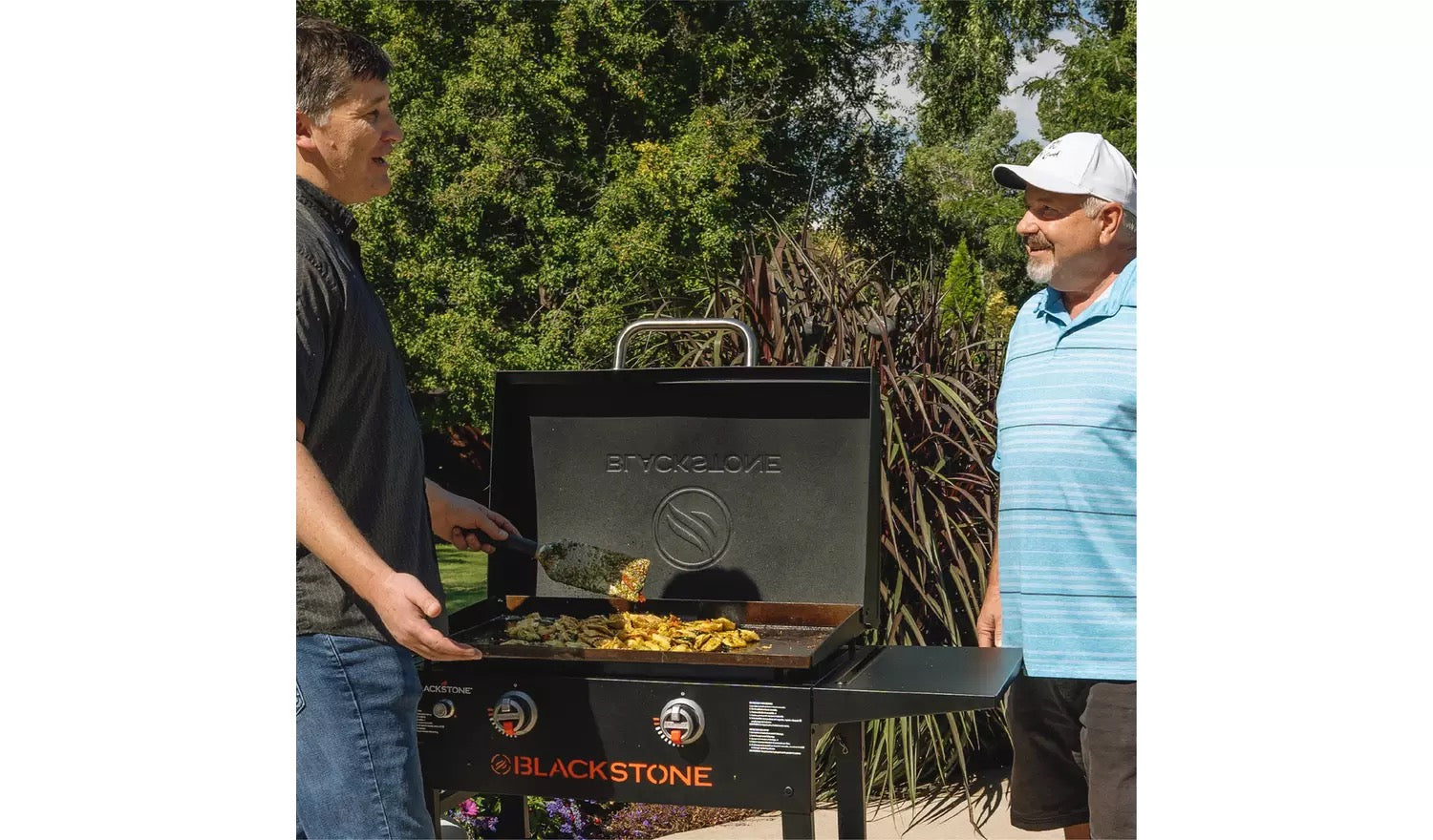 Blackstone 28 Inch Iron Forged Blackout Gas Griddle Cooking Station With Hood