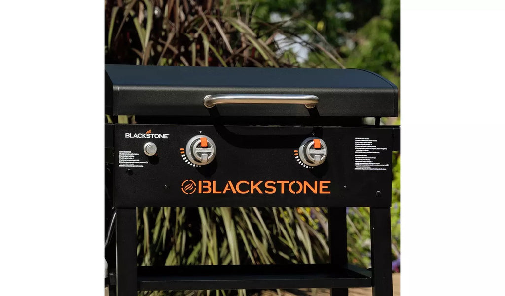 Blackstone 28 Inch Iron Forged Blackout Gas Griddle Cooking Station With Hood