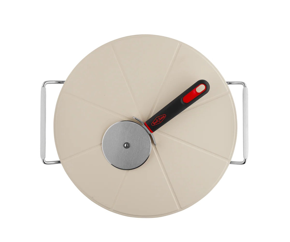 BeefEater Pizza Pack (3 Piece Set) Round Pizza Stone, Stand & Pizza Cutter