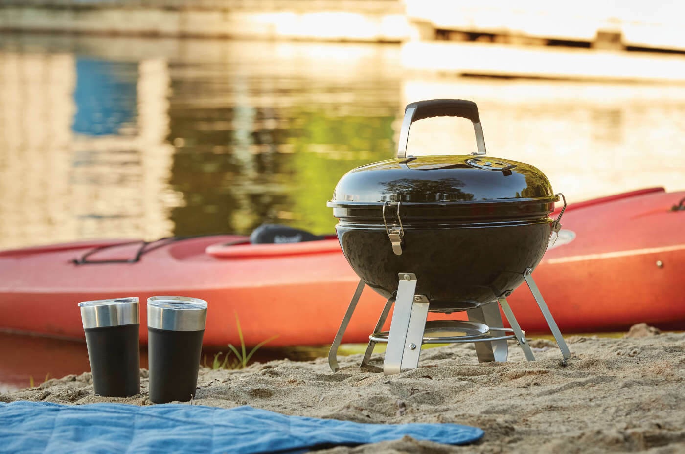 Premium 14 Charcoal Portable Kettle | 14 Inch Portable Charcoal Grill | Dual Basket | Air Vents | Outdoor Portable BBQ UK | Ember BBQ Co