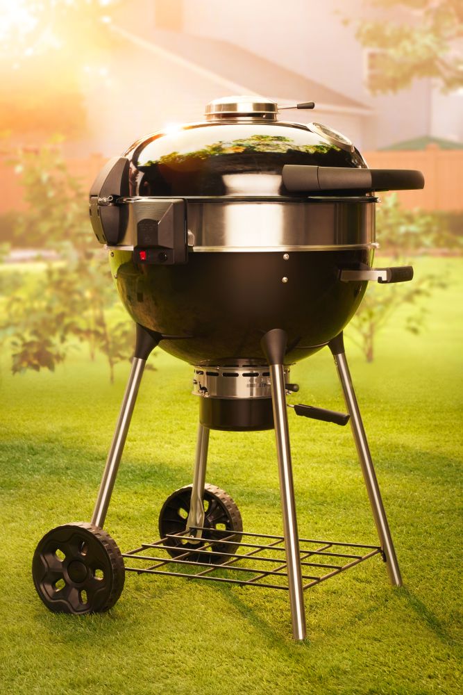 Professional 22 Charcoal Kettle | Cast Iron WAVE™ Grids | Rotisserie Ready | Vortex Heat Management | Porcelain Steel Body | Outdoor Charcoal Grill UK | Ember BBQ Co