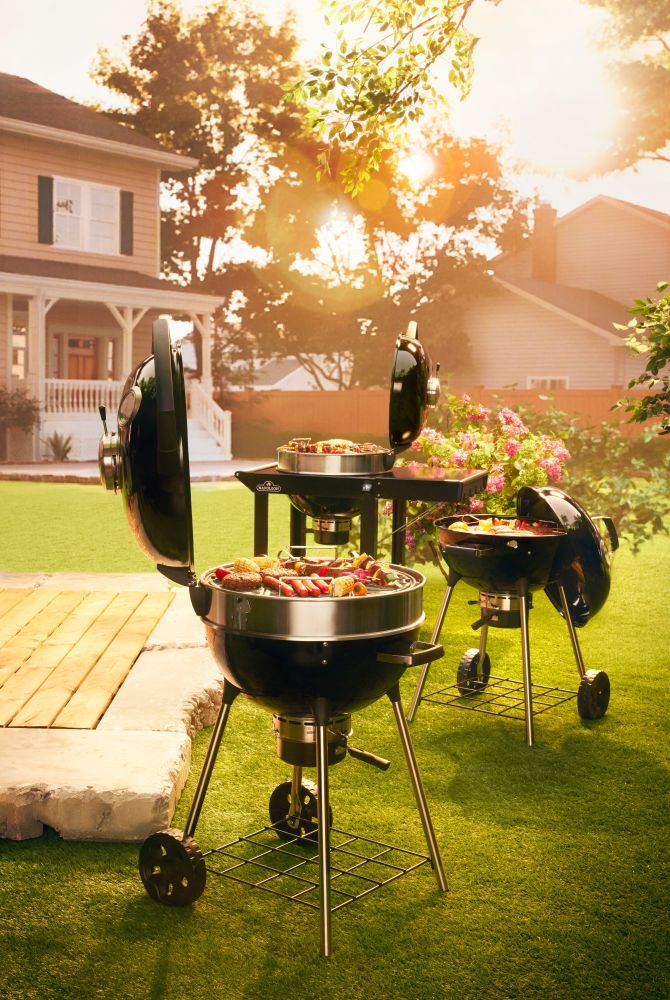Professional 22 Charcoal Kettle | Cast Iron WAVE™ Grids | Rotisserie Ready | Vortex Heat Management | Porcelain Steel Body | Outdoor Charcoal Grill UK | Ember BBQ Co