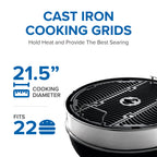 Professional 22 Charcoal Kettle | Cast Iron WAVE™ Grids | Rotisserie Ready | Vortex Heat Management | Porcelain Steel Body | Outdoor Charcoal Grill UK | Ember BBQ Co