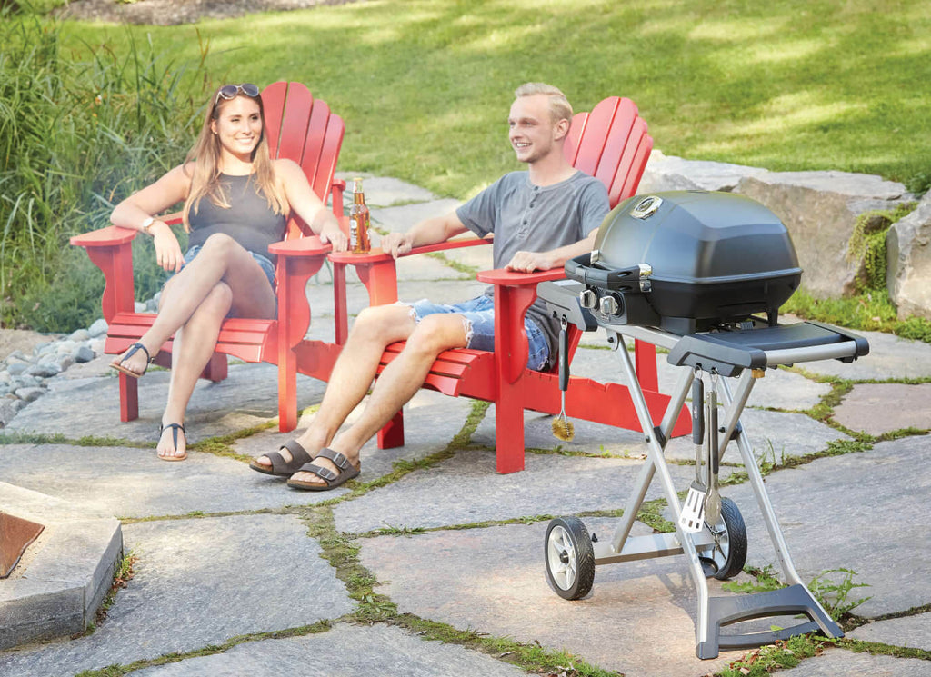 TravelQ PRO285X | 2 Burner Portable Propane Gas Grill | WAVE Grids | Folding Scissor Cart | Ember BBQ Co UK