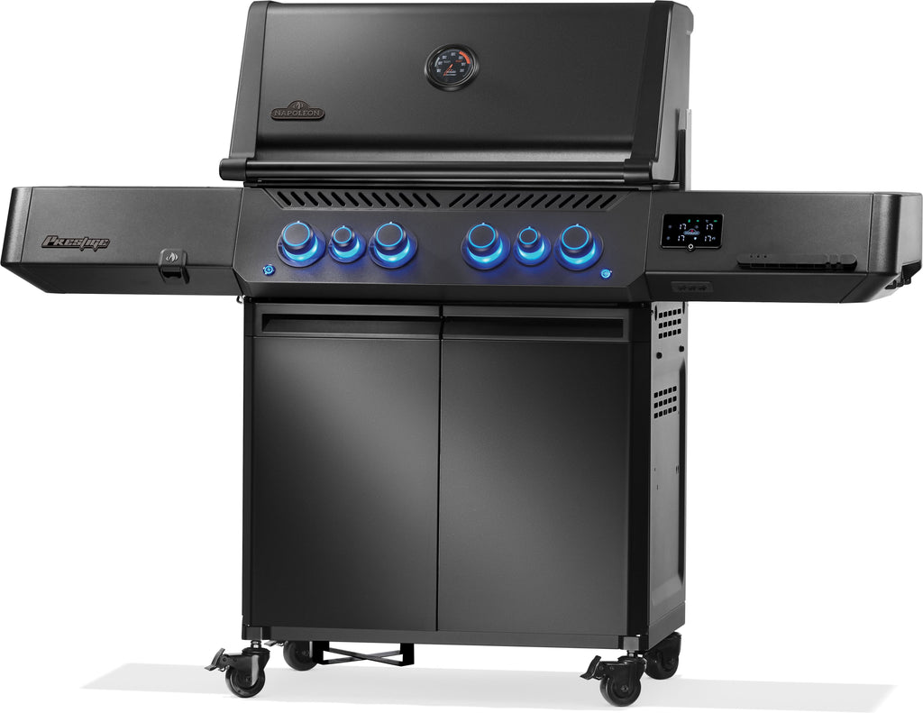 Phantom Prestige 500 Connected RSIB Grill | Matt Black Smart BBQ | Cast Stainless Steel Grids | Infrared Side Burner | Napoleon Grill UK | Ember BBQ Co