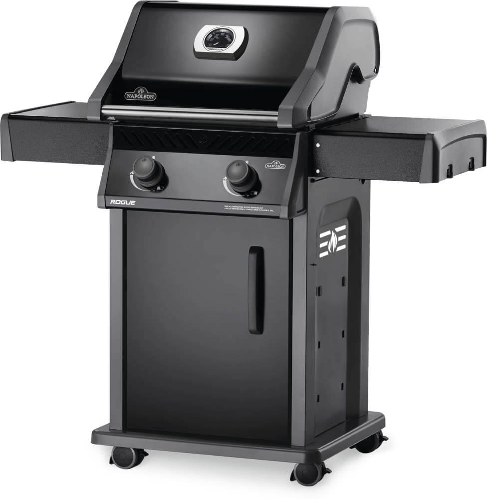 Rogue 365 Gas Grill | 2 Burner Propane BBQ | Compact Black Grill | Cast Iron WAVE Grids | Folding Shelves | Ember BBQ Co UK