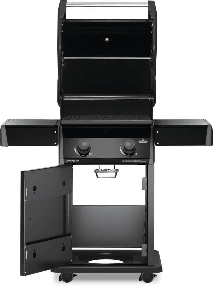 Rogue 365 Gas Grill | 2 Burner Propane BBQ | Compact Black Grill | Cast Iron WAVE Grids | Folding Shelves | Ember BBQ Co UK